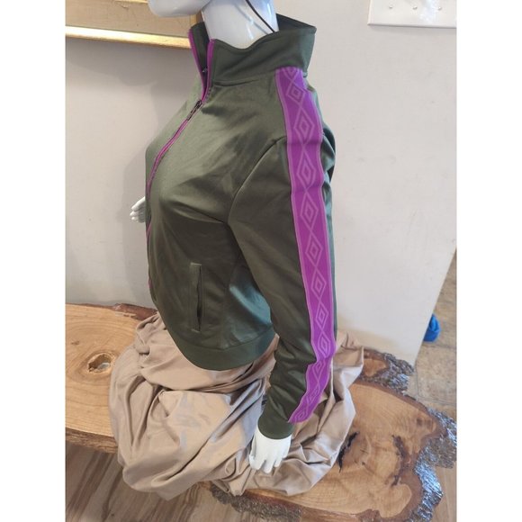 Umbro Women’s Olive Green With Purple Stripe Full Zip Track Jacket Size -Small - Picture 4 of 7